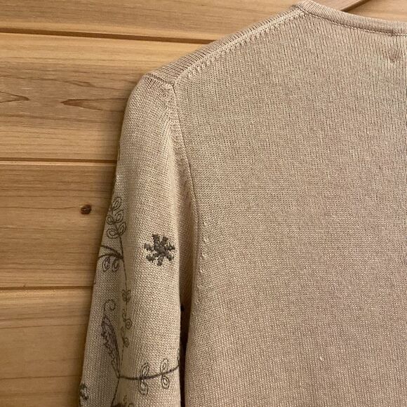 Curio Size Small Wool Silk Blend Floral Embroidered Button Front Cardigan - Picture 13 of 13